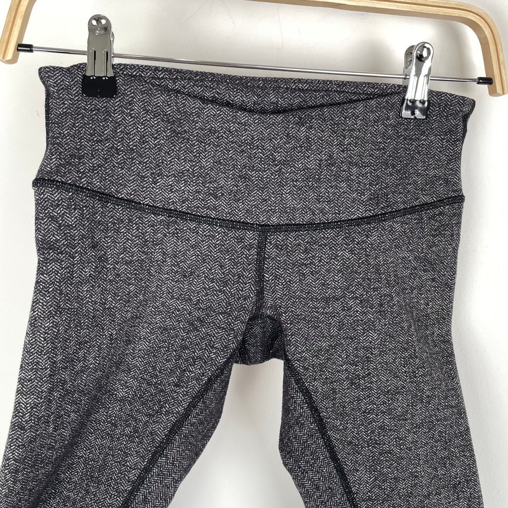 Lululemon Wunder Under Leggings Herringbone Dark Grey High Rise Active SZ 4 $98 - Picture 2 of 12